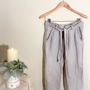 H&M Washed Gray Denim Cargo Pants with Belt